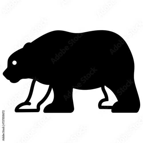 Bear glyph and line vector illustration