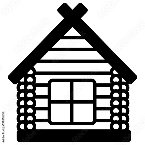 cabin glyph and line vector illustration