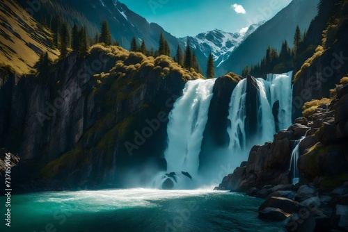 waterfall in yosemite generated by AI technology