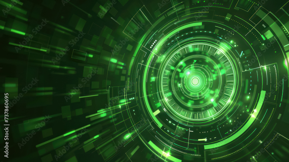 Green circle and line technology abstract technology innovation concept vector background and glowing light.
