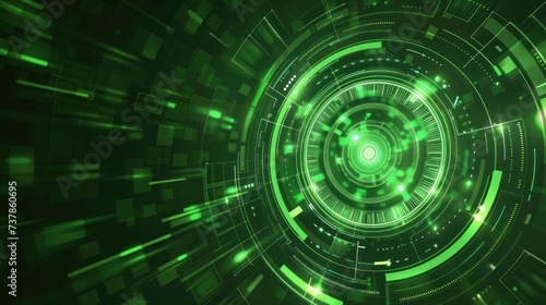 Green circle and line technology abstract technology innovation concept vector background and glowing light.