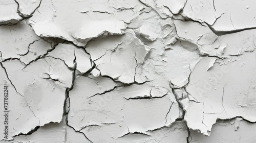 Grey plaster facade house wall with dark cracks