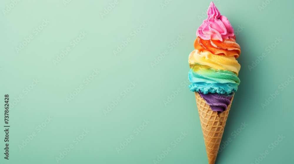 Colorful Ice Cream on Turquoise Background Colorful Ice Cream on Turquoise Background