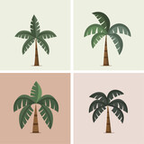 Set of palm trees minimal vector illustrations