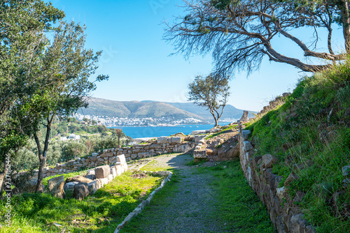 The scenic views of Bodrum city walls which was 7 km. long ancient city wall of Halikarnassos. The city walls are the most important remains of the city of Halicarnassus in Bodrum. 