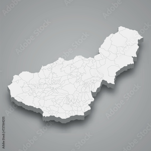 3d isometric map of Granada is a province of Spain