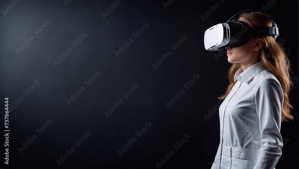 woman in VR glasses on a black background
woman in VR glasses on a black background