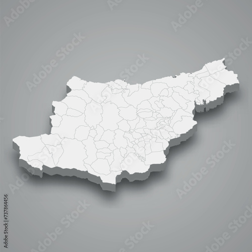 3d isometric map of Guipuzcoa is a province of Spain photo