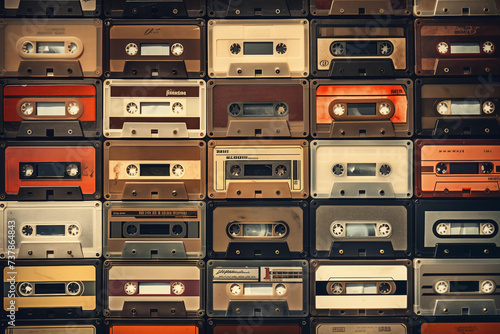 Retro audio cassette tapes background