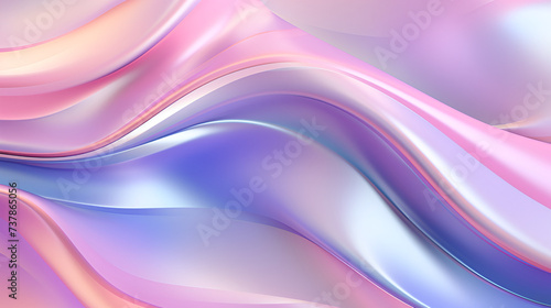 beauty wave background with a blue, pink, and blue holographic texture background,Pink and white silk-like fabric with smooth folds,Abstract 3d art background with curve shape. Hologram,