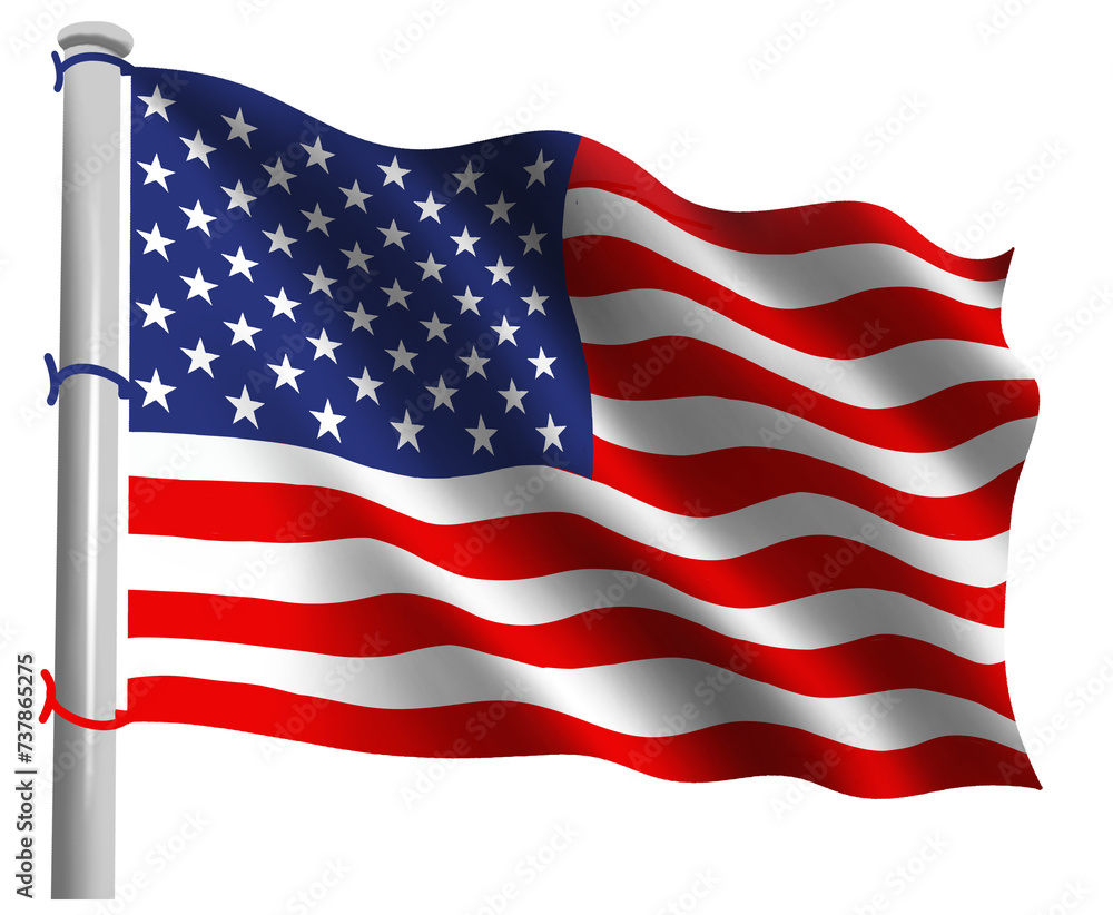 Obraz premium 3d american flag with pole