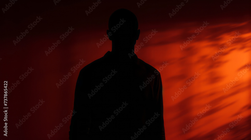 Silhouette of an anonymous man in front of a red wall Silhouette of an anonymous man in front of a red wall