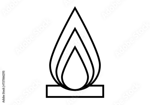 Icono negro de fuego en una hoguera.