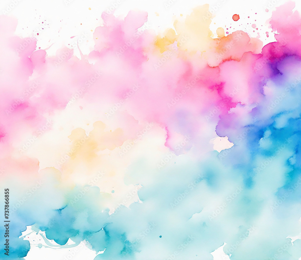 Abstract watercolor background with splashes of colorful paint