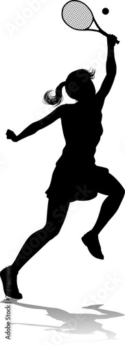 A tennis player woman female sports person in silhouette