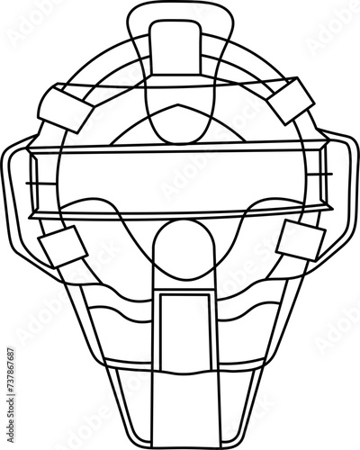 catcher's mask Outline Vector Illustration