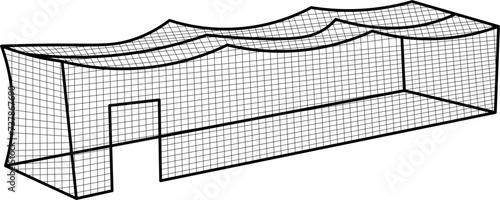 batting cage Outline Vector Illustration
