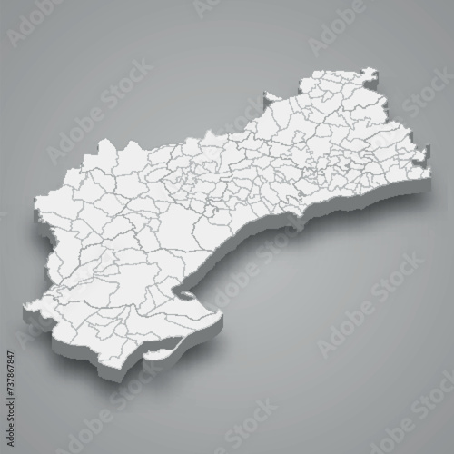 3d isometric map of Tarragona is a province of Spain