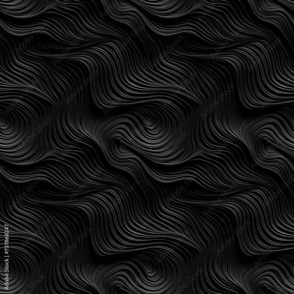 Black and white seamless pattern with classic line and foliage ornament. Seamless texture background.