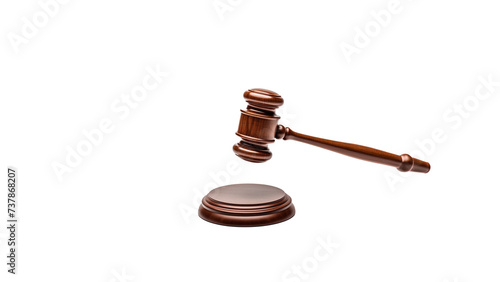 Wooden gavel cut out. Court gavel on transparent background photo