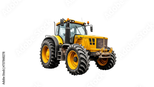 Yellow tractor cut out. Work tractor on transparent background