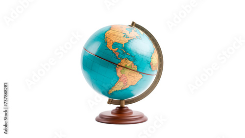Realistic globe cut out. Wooden Earth globe on transparent background