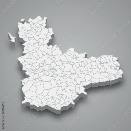 3d isometric map of Valladolid is a province of Spain photo