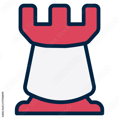 Business Management Chess Castle Strategy Icon in Color Style