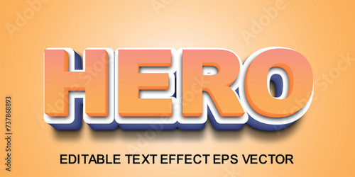 Hero gradient color 3d text effect editable 3d style
