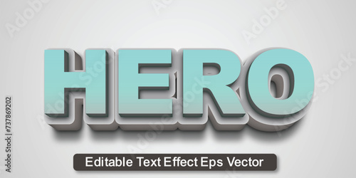 Hero gradient color 3d text effect editable 3d style