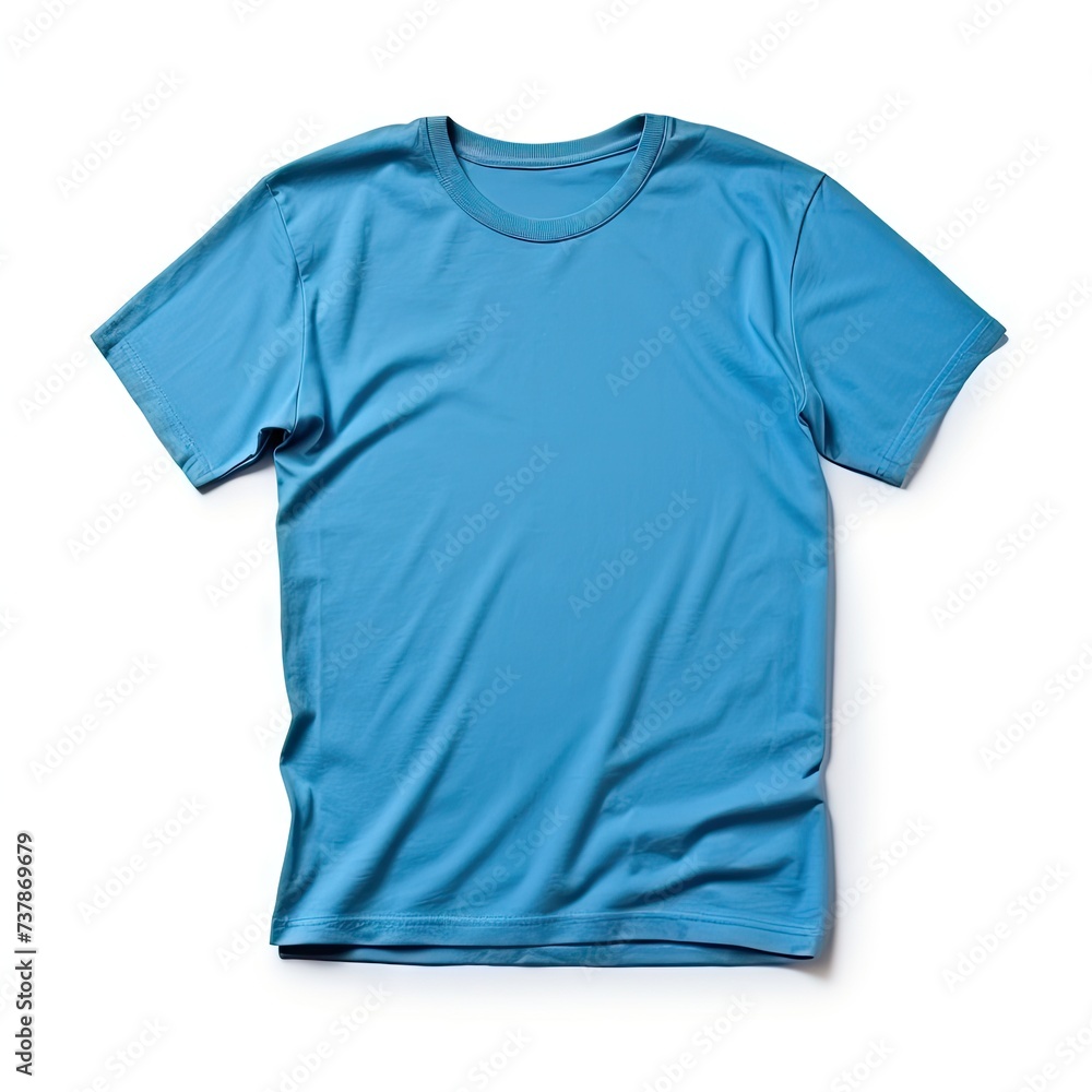 Clean Blue T-shirt Mockup Isolated on White Background for Your Designs Clean Blue T-shirt Mockup Isolated on White Background for Your Designs