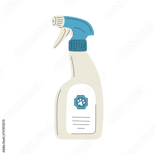 Spray for dogs. A pet care item. A flat vector illustration isolated on a white background.