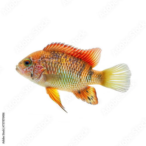 red jewel cichlid fish isolated on transparency background PNG
