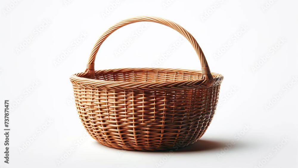 Empty Wicker Basket Isolated on Pure White Background Empty Wicker Basket Isolated on Pure White Background