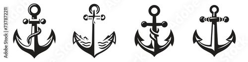 Anchor icon. Anchor Flat icon symbol Vector. Anchor icon set. Anchor symbol set. Anchor marine icon. simple illustration graphic doodle black design photo