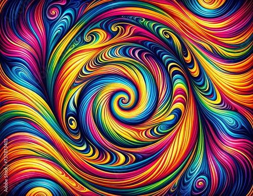 Movement and Energy in Colorful Psychedelic Swirls