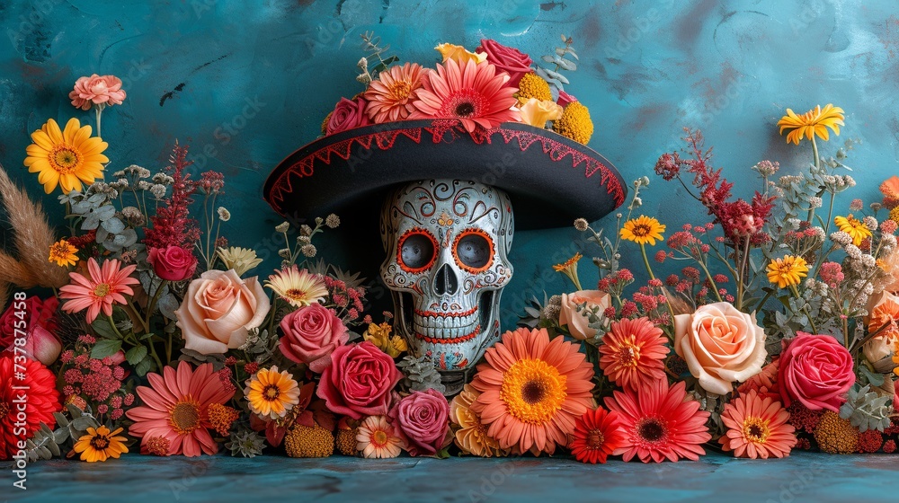 Skeleton in a Sombrero A Fiesta-Inspired Decoration Generative AI