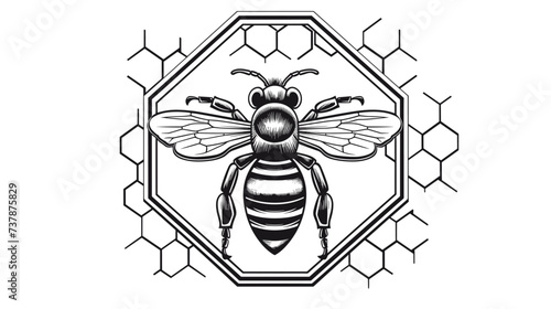 Abstract worker bee with tools  symbolizing industriousness and teamwork. simple Vector art