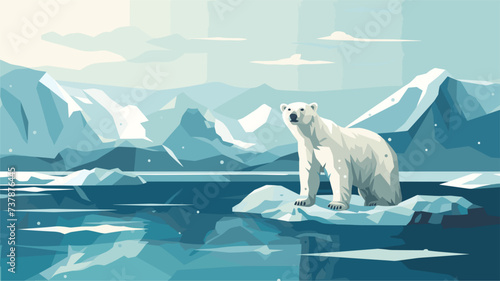 Abstract save the arctic with polar bear and ice  symbolizing efforts to protect the Arctic environment. simple Vector art photo