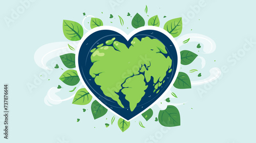 Abstract save the planet with a green heart  representing the love and care for the Earth. simple Vector art