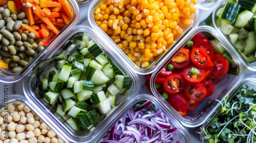 Healthy Food Alternatives: Vegan meal prep with colorful, fresh ingredients 
