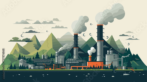 Abstract overuse of natural resources with depleted elements  representing resource exhaustion. simple Vector art