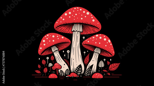 Abstract mushroom with spores  representing fungi in the plant kingdom. simple Vector art