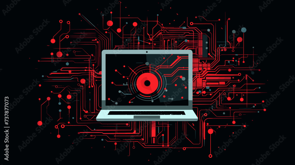 Fototapeta premium Abstract locked computer with a virus symbolizing the prevention of unauthorized access. simple Vector art
