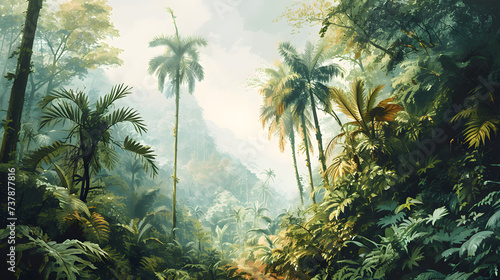 illustration with the drawing of a Rainforest