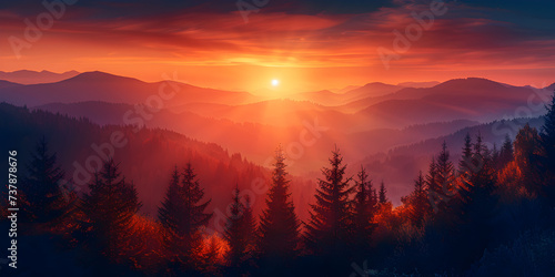 Amazing scene with mountains sunrise from the top of the mountain beautiful landscape in the mountains.