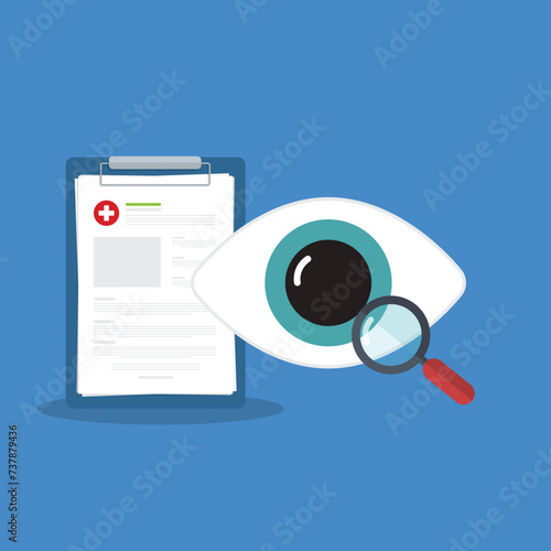 Eyesight medical consultation. Optometry. Eye protection. Ophthalmology vector illustration.	