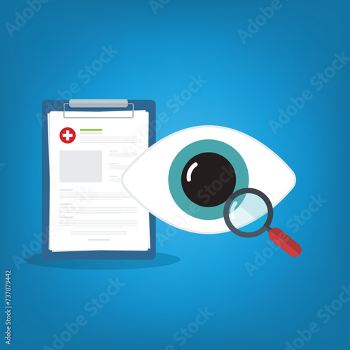 Eyesight medical consultation. Optometry. Eye protection. Ophthalmology vector illustration.	