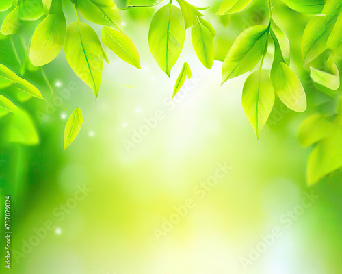 Spring background with fresh green leaves