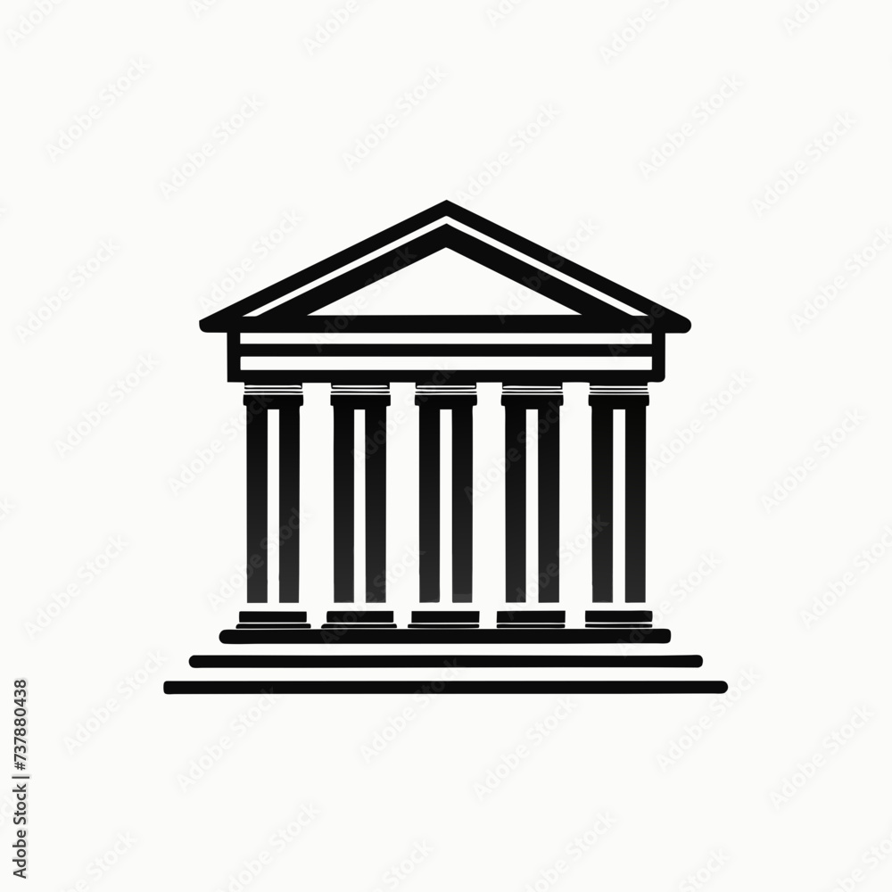 Government Historical Building, Greek Roman Pillar Columns with Line Art style logo design inspiration silhouette logo Government Historical Building, Greek Roman Pillar Columns with Line Art style logo design inspiration silhouette logo
